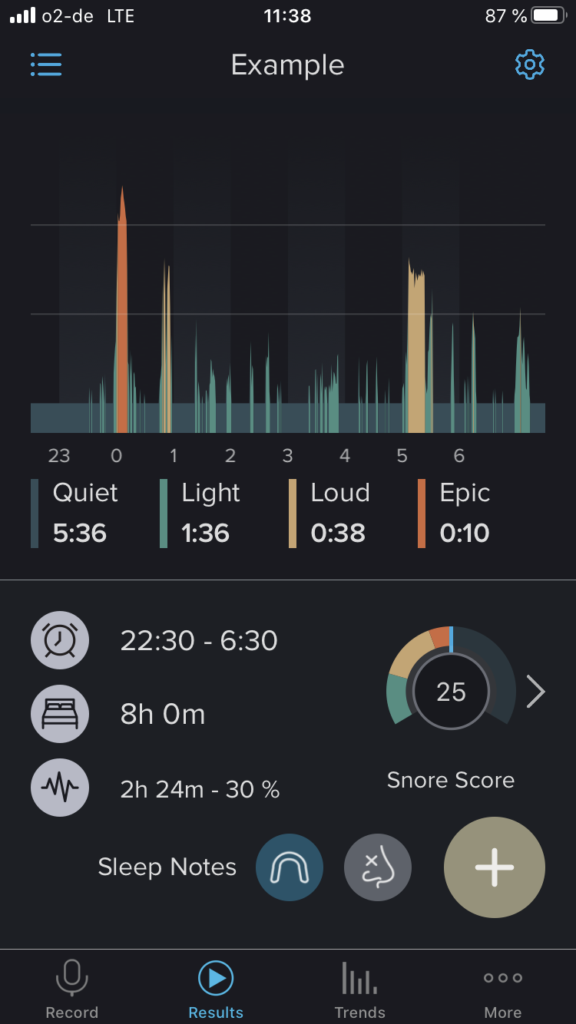 Snore lab - result page
