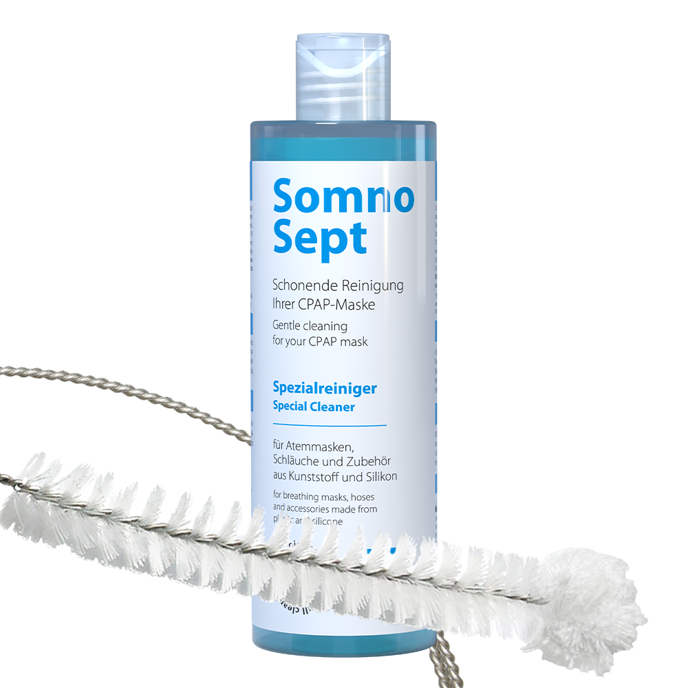 SomnoSept CPAP cleaning package – SomnoSept CPAP cleaner 400 ml AND oxyhero basic CPAP hose brush 2.0 (120 cm)