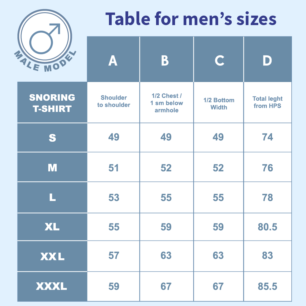 Size table for men