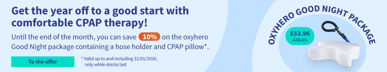 Discount on the oxyhero Good Night package containing a hose holder and CPAP pillow 04