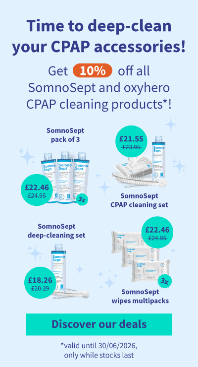 Discount on all SomnoSept and oxyhero CPAP cleaning products 01